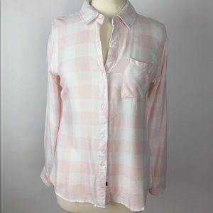 Rails Pink Checkered Button Down Blouse FLAWS